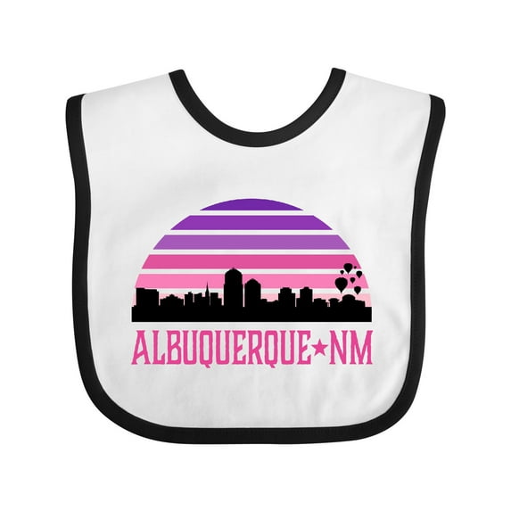 Inktastic Albuquerque New Mexico Retro Sunset Skyline Girls Baby Bib