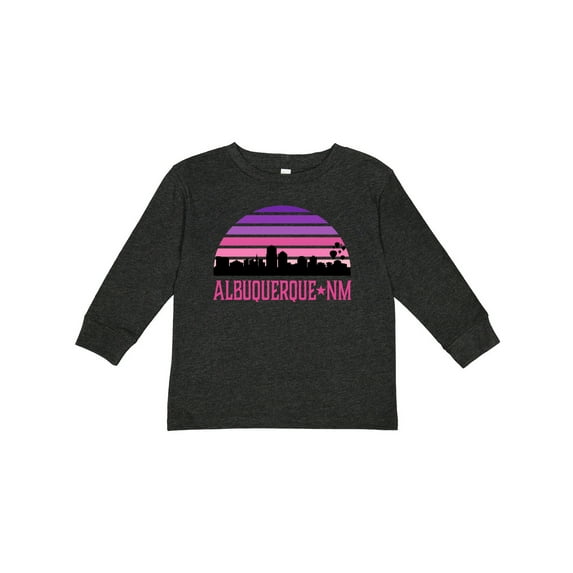 Inktastic Albuquerque New Mexico Retro Sunset Skyline Girls Long Sleeve Toddler T-Shirt