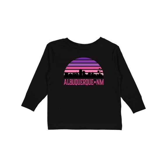 Inktastic Albuquerque New Mexico Retro Sunset Skyline Girls Long Sleeve Toddler T-Shirt