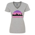 thumbnail image 1 of Inktastic Albuquerque New Mexico Retro Sunset Skyline Women's V-Neck T-Shirt, 1 of 5