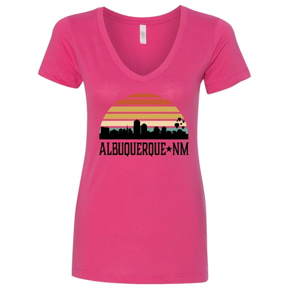 Inktastic Albuquerque New Mexico Skyline Women's V-Neck T-Shirt