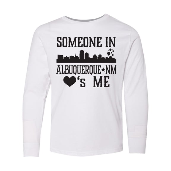 Inktastic Albuquerque New Mexico Someone Loves Me Skyline Long Sleeve Youth T-Shirt