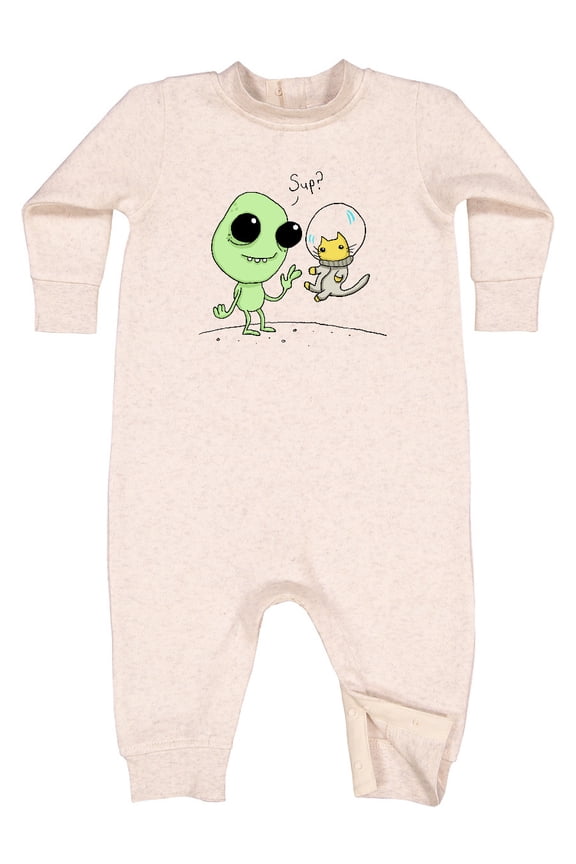 Alien and Astronaut Kitty Cat Baby Fleece Romper