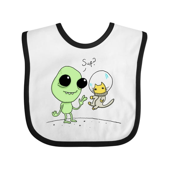 Inktastic Alien and Astronaut Kitty Cat Boys or Girls Baby Bib