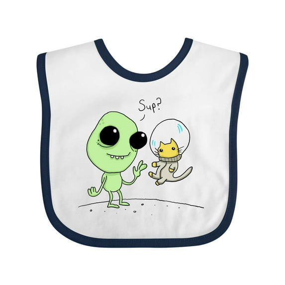 Inktastic Alien and Astronaut Kitty Cat Boys or Girls Baby Bib