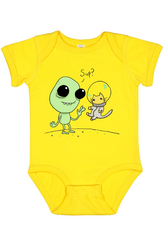Alien and Astronaut Kitty Cat Boys or Girls Baby Bodysuit