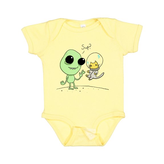 Inktastic Alien and Astronaut Kitty Cat Boys or Girls Baby Bodysuit