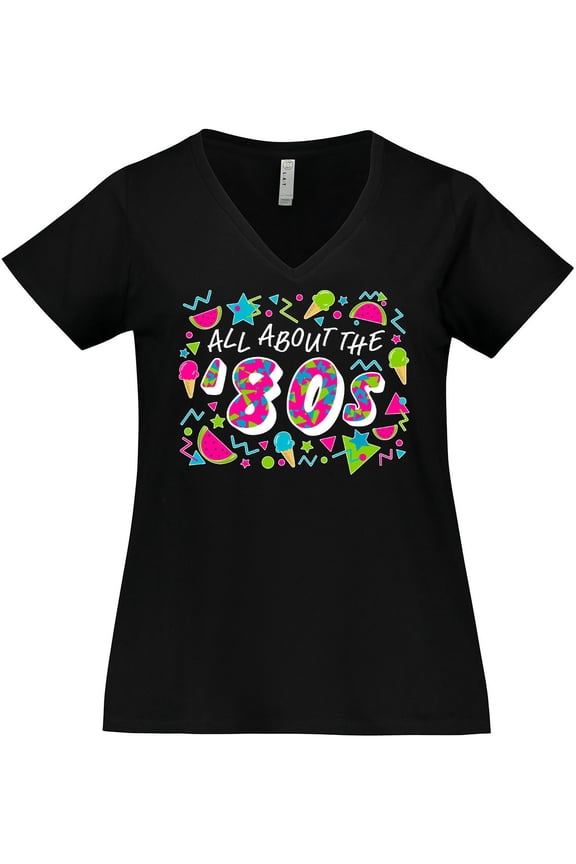 All About the '80s Women's Plus Size V-Neck T-Shirt