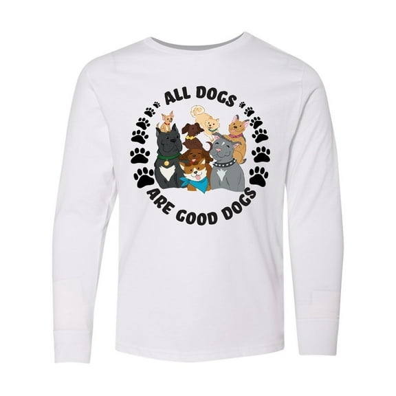 Inktastic All Dogs are Good Dogs with Cute Dog Family Long Sleeve Youth T-Shirt