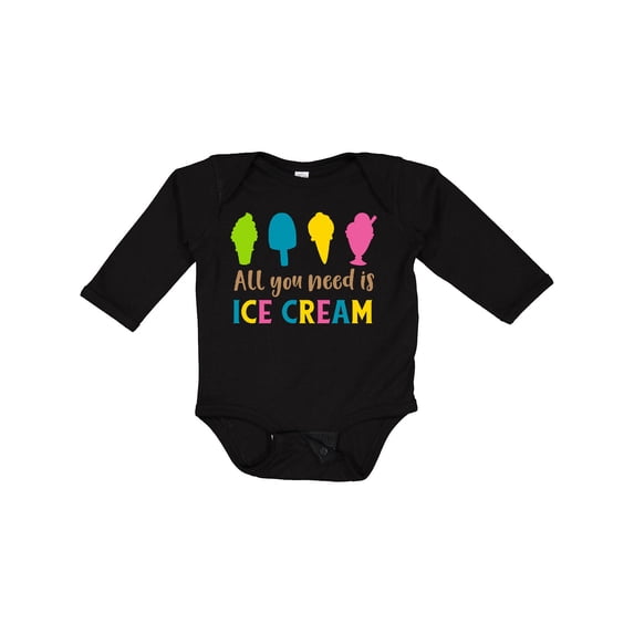 Inktastic All You Need Is Ice Cream - Blue Pink Yellow Green Boys or Girls Long Sleeve Baby Bodysuit