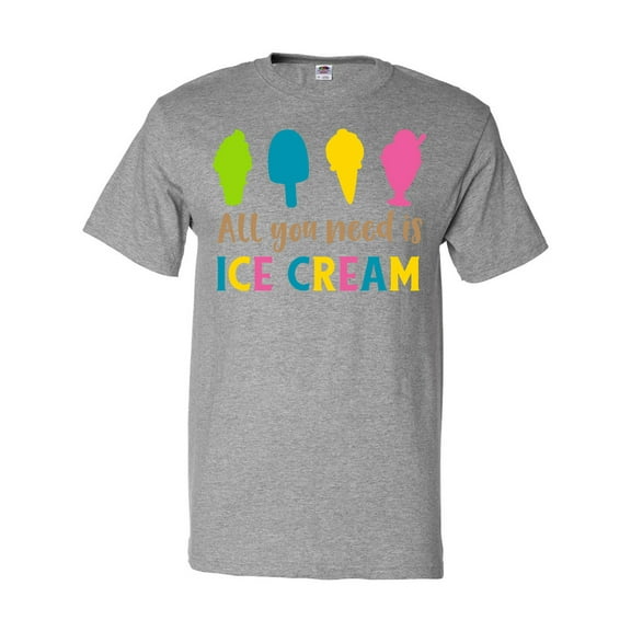 Inktastic All You Need Is Ice Cream - Blue Pink Yellow Green T-Shirt