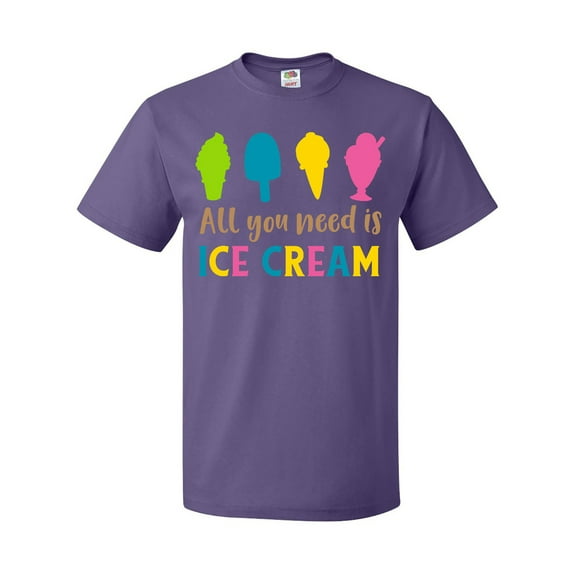 Inktastic All You Need Is Ice Cream - Blue Pink Yellow Green T-Shirt