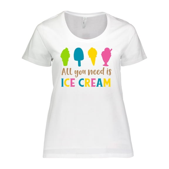 Inktastic All You Need is Ice Cream, Ice Cream Cone, Sundae Women's Plus Size T-Shirt