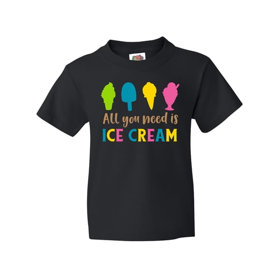 Inktastic All You Need Is Ice Cream - Blue Pink Yellow Green Youth T-Shirt
