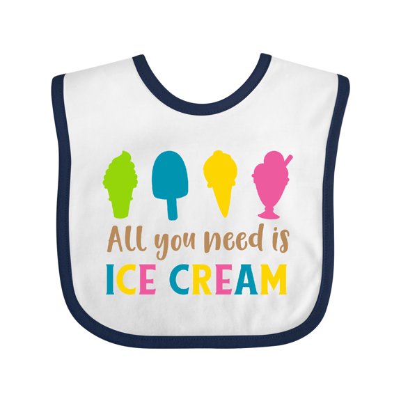 Inktastic All You Need is Ice Cream, Ice Cream Cone, Sundae Boys or Girls Baby Bib