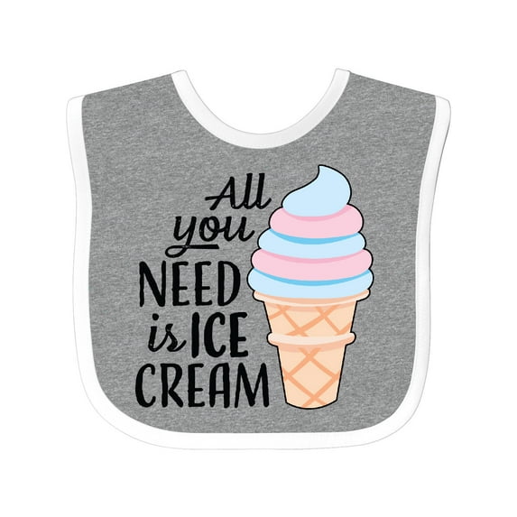 Inktastic All You Need is Ice Cream with Ice Cream Cone Boys or Girls Baby Bib
