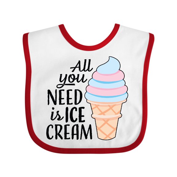 Inktastic All You Need is Ice Cream with Ice Cream Cone Boys or Girls Baby Bib