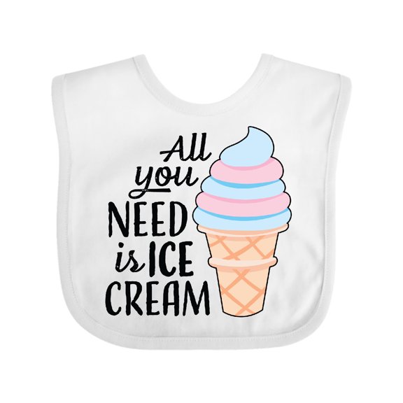 Inktastic All You Need is Ice Cream with Ice Cream Cone Boys or Girls Baby Bib