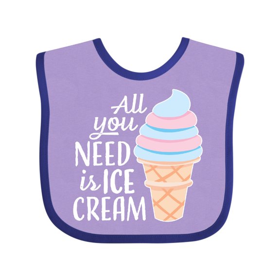 Inktastic All You Need is Ice Cream with Ice Cream Cone Boys or Girls Baby Bib