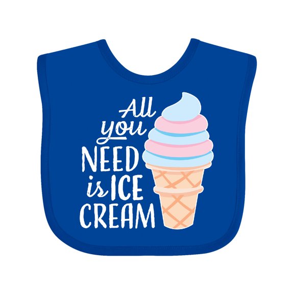 Inktastic All You Need is Ice Cream with Ice Cream Cone Boys or Girls Baby Bib