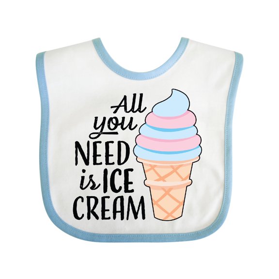 Inktastic All You Need is Ice Cream with Ice Cream Cone Boys or Girls Baby Bib