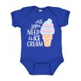 thumbnail image 1 of Inktastic All You Need is Ice Cream with Ice Cream Cone Boys or Girls Baby Bodysuit, 1 of 5