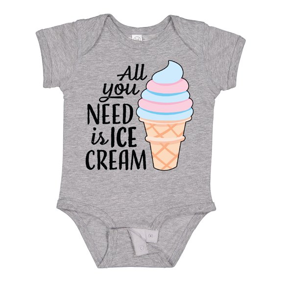 Inktastic All You Need is Ice Cream with Ice Cream Cone Boys or Girls Baby Bodysuit