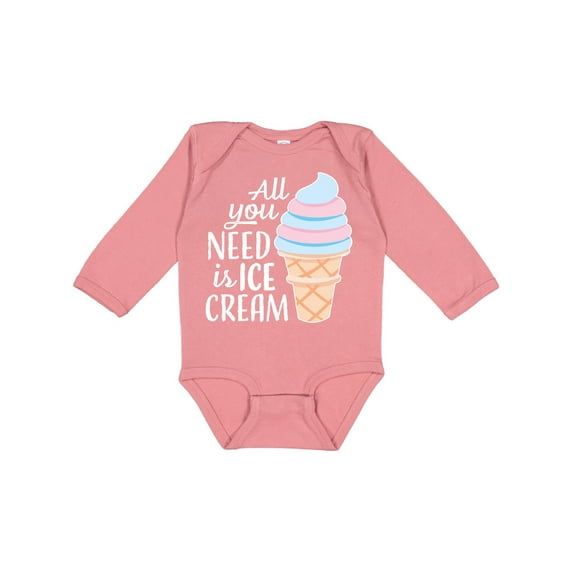 Inktastic All You Need is Ice Cream with Ice Cream Cone Boys or Girls Long Sleeve Baby Bodysuit