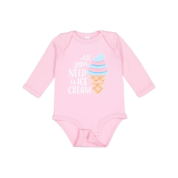 Inktastic All You Need is Ice Cream with Ice Cream Cone Boys or Girls Long Sleeve Baby Bodysuit