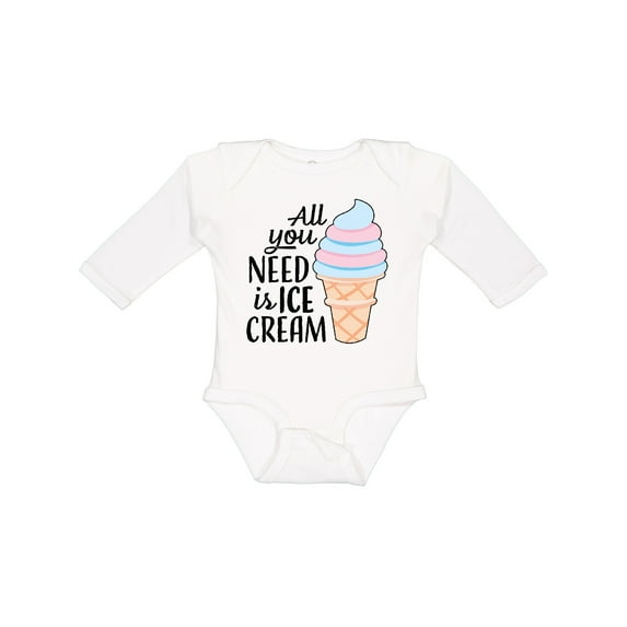 Inktastic All You Need is Ice Cream with Ice Cream Cone Boys or Girls Long Sleeve Baby Bodysuit
