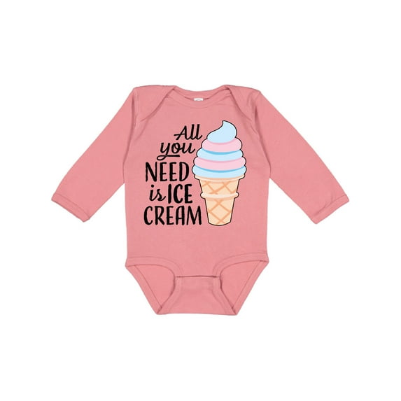 Inktastic All You Need is Ice Cream with Ice Cream Cone Boys or Girls Long Sleeve Baby Bodysuit
