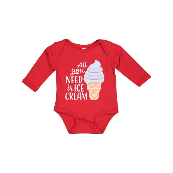 Inktastic All You Need is Ice Cream with Ice Cream Cone Boys or Girls Long Sleeve Baby Bodysuit