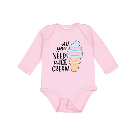Inktastic All You Need is Ice Cream with Ice Cream Cone Boys or Girls Long Sleeve Baby Bodysuit