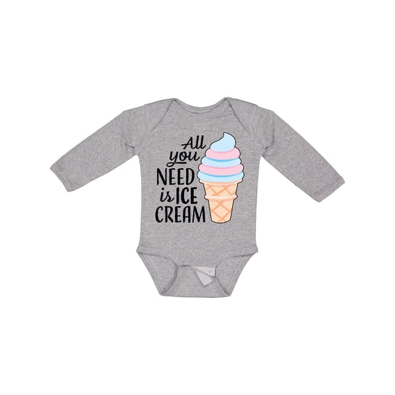 Inktastic All You Need is Ice Cream with Ice Cream Cone Boys or Girls Long Sleeve Baby Bodysuit