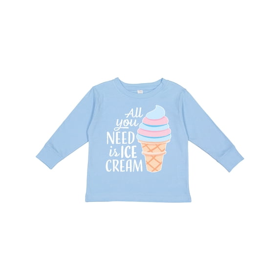 Inktastic All You Need is Ice Cream with Ice Cream Cone Boys or Girls Long Sleeve Toddler T-Shirt