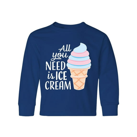 Inktastic All You Need is Ice Cream with Ice Cream Cone Long Sleeve Youth T-Shirt