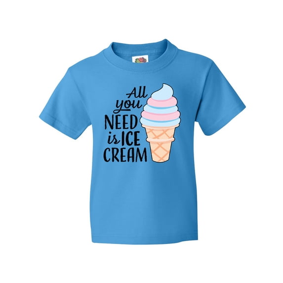 Inktastic All You Need is Ice Cream with Ice Cream Cone Youth T-Shirt