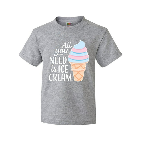 Inktastic All You Need is Ice Cream with Ice Cream Cone Youth T-Shirt