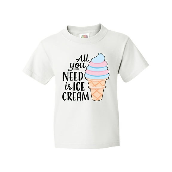 Inktastic All You Need is Ice Cream with Ice Cream Cone Youth T-Shirt