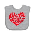 thumbnail image 1 of Inktastic All You Need is Love Red Heart Shape Boys or Girls Baby Bib, 1 of 4