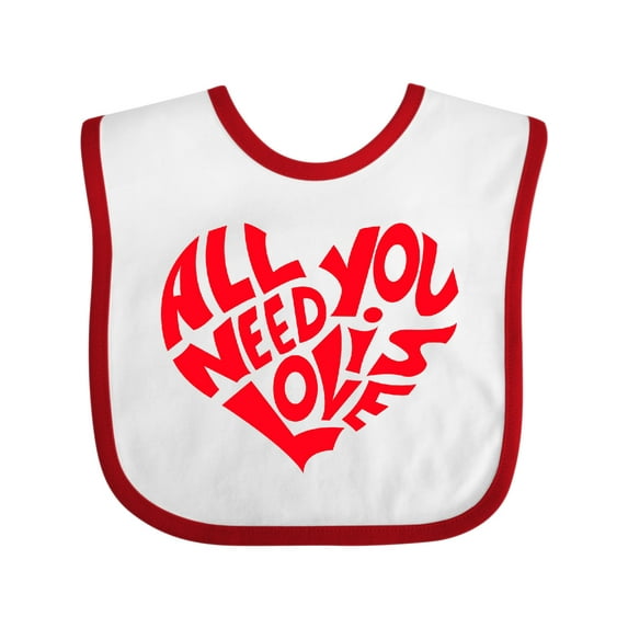 Inktastic All You Need is Love Red Heart Shape Boys or Girls Baby Bib