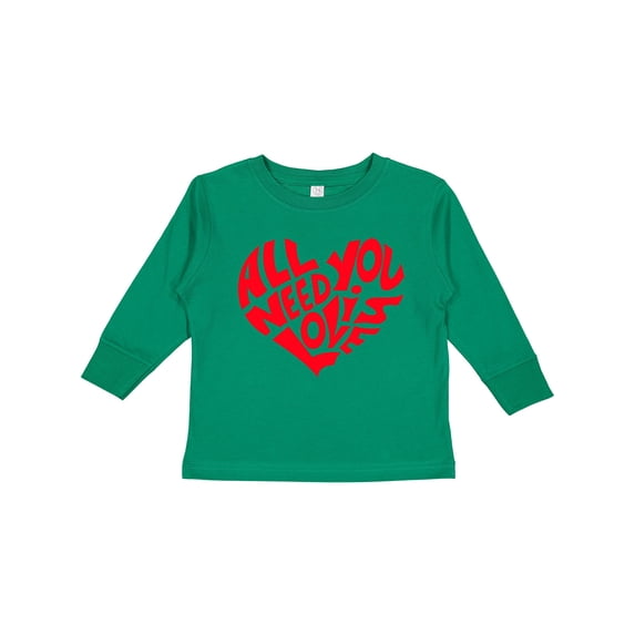 Inktastic All You Need is Love Red Heart Shape Boys or Girls Long Sleeve Toddler T-Shirt