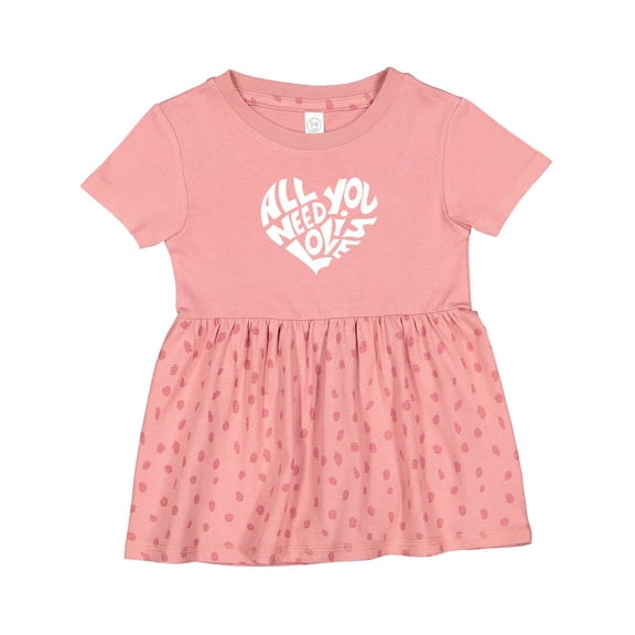 Inktastic All You Need is Love White Heart Shape Girls Baby Dress