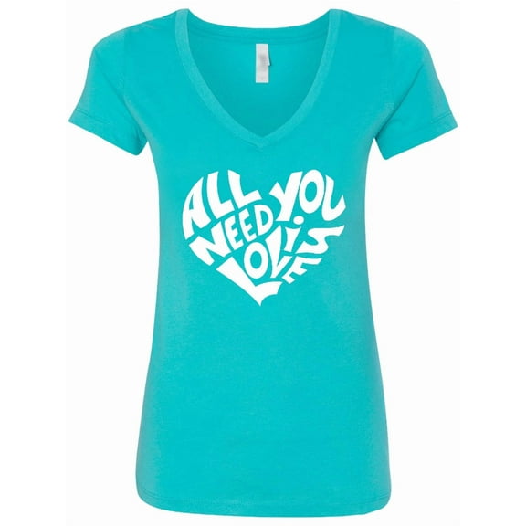 Inktastic All You Need is Love White Heart Shape Women's V-Neck T-Shirt