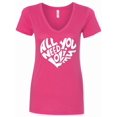 thumbnail image 1 of Inktastic All You Need is Love White Heart Shape Women's V-Neck T-Shirt, 1 of 5