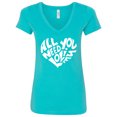 thumbnail image 1 of Inktastic All You Need is Love White Heart Shape Women's V-Neck T-Shirt, 1 of 5
