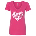thumbnail image 1 of Inktastic All You Need is Love White Heart Shape Women's V-Neck T-Shirt, 1 of 5