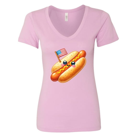 Inktastic All-american Hot Dog Women's V-Neck T-Shirt