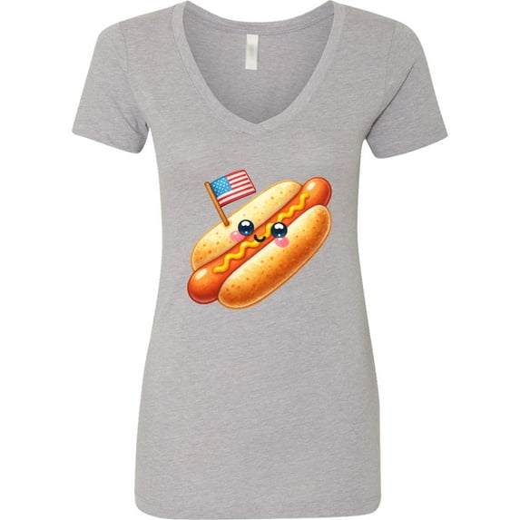 Inktastic All-american Hot Dog Women's V-Neck T-Shirt
