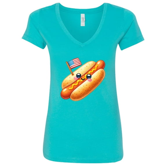 Inktastic All-american Hot Dog Women's V-Neck T-Shirt
